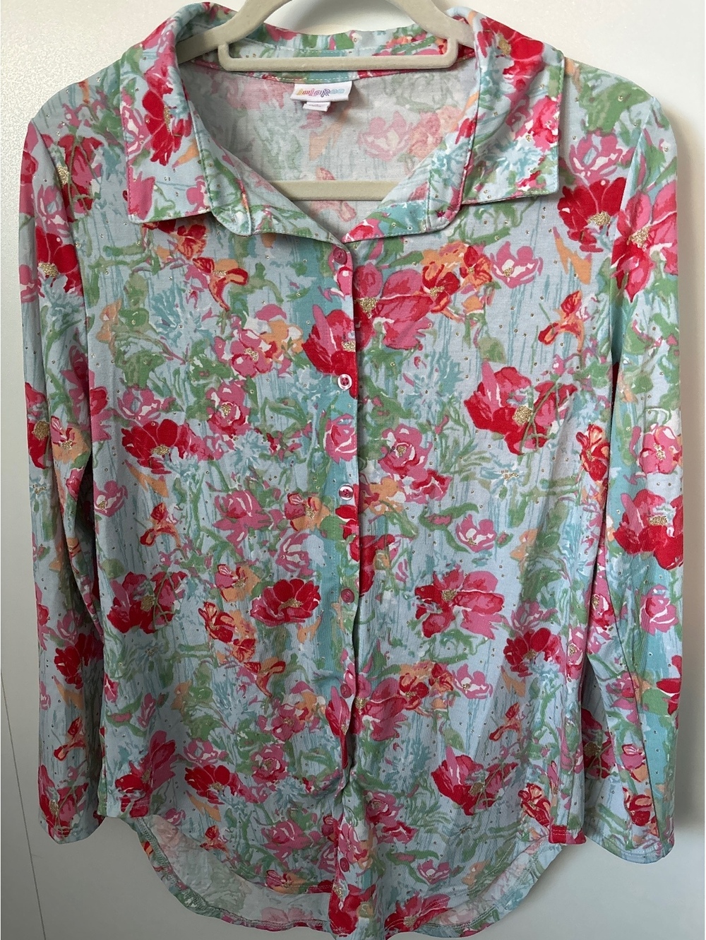 Lularoe Button up w/ Metallic, Women’s S/M